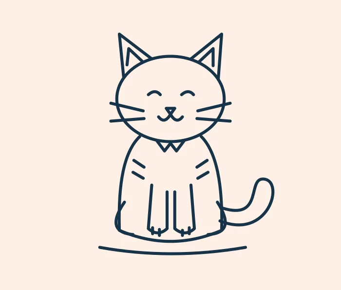 Original line drawing of a cat