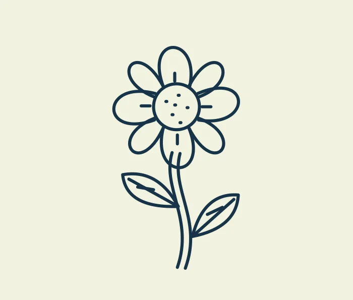 Original line drawing of a daisy